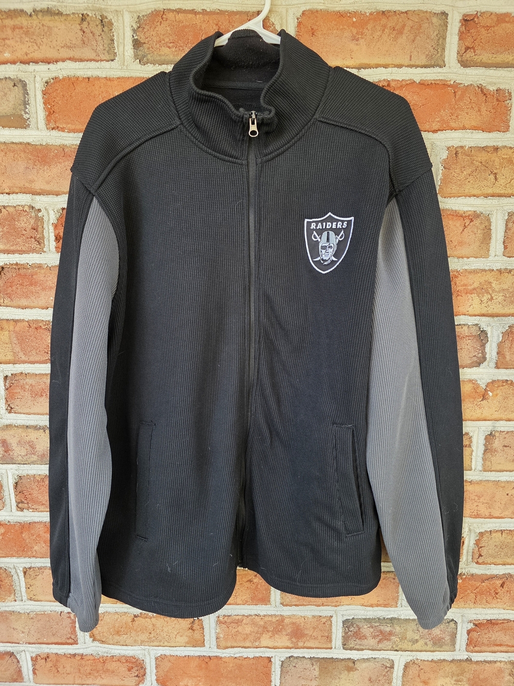 NFL Raiders Black and Gray Full-Zip Bomber Jacket